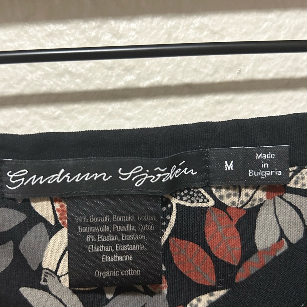 Gudrun Sjödén Reversible Cotton Skirt Medium Black Floral Scandinavian Style - Picture 3 of 6